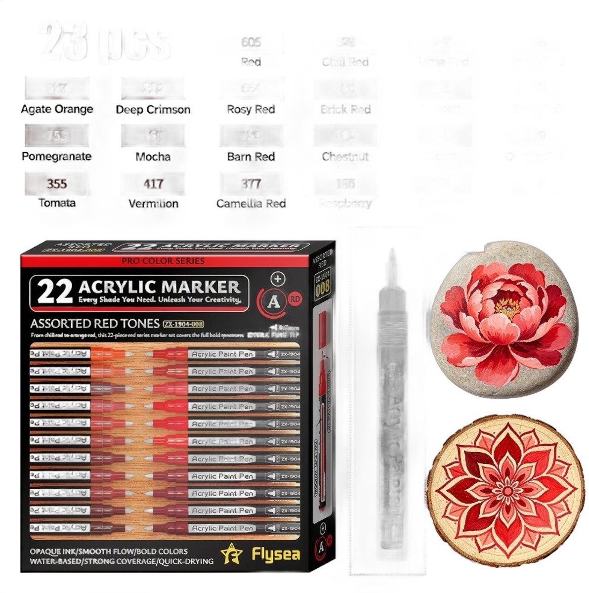 Currero Aquamarkers - Twinmarkers - Brushpennen - Stiften - Markeerstiften Op Waterbasis - Dual Tip - Tekenen En Kleuren - 23 Stuks Rood