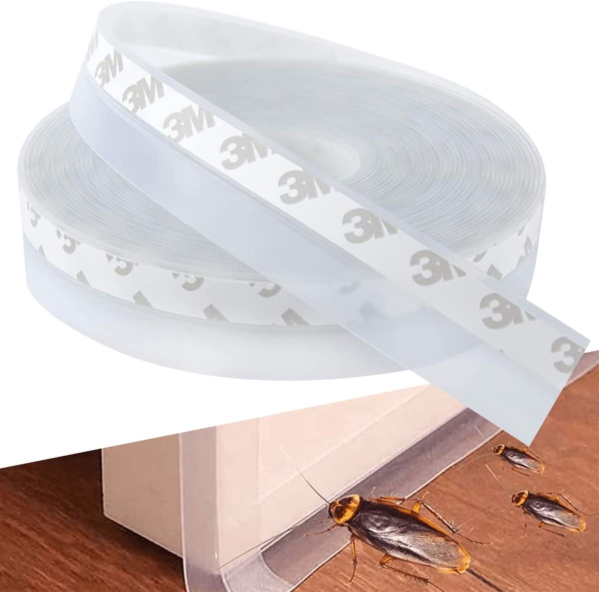 Zelfklevende siliconen afdichtingsstrip van 10 m x 25 mm, voor raam- en deurisolatie, geluidsisolatie, weersbestendigheid, waterdichtheid, insectenwering, transparant.