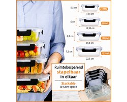 SmartQ Glazen Vershoudbakjes – 4-delige Set met Deksel (410, 680, 1040 & 1520 ml) – Lekvrij & Luchtdicht – BPA-vrij – Stapelbaar – Oven, Magnetron, Vriezer & Vaatwasserbestendig – Meal Prep Bakjes