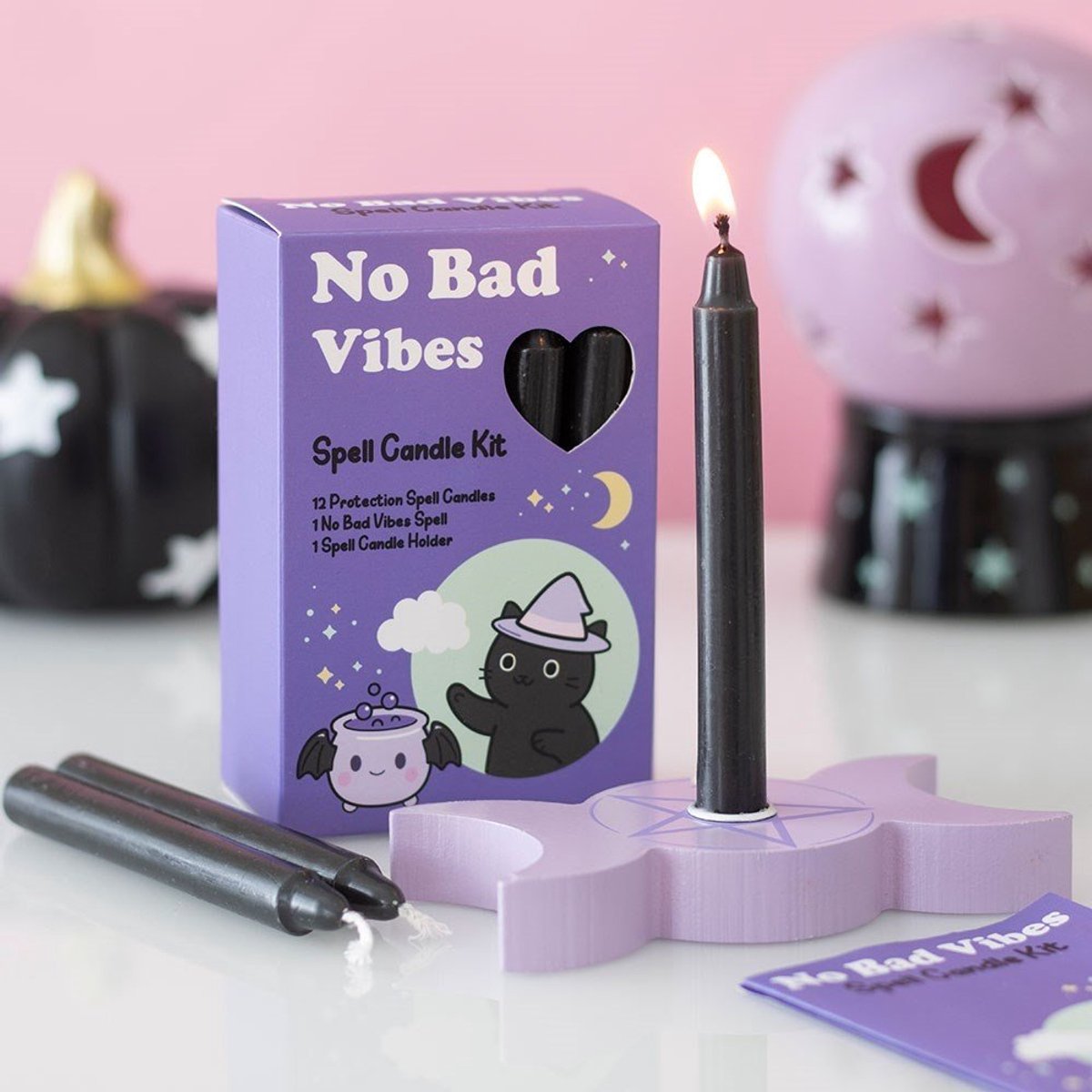 Something Different No Bad Vibes Spell Candle Kit Kaars - Zwart/Lila
