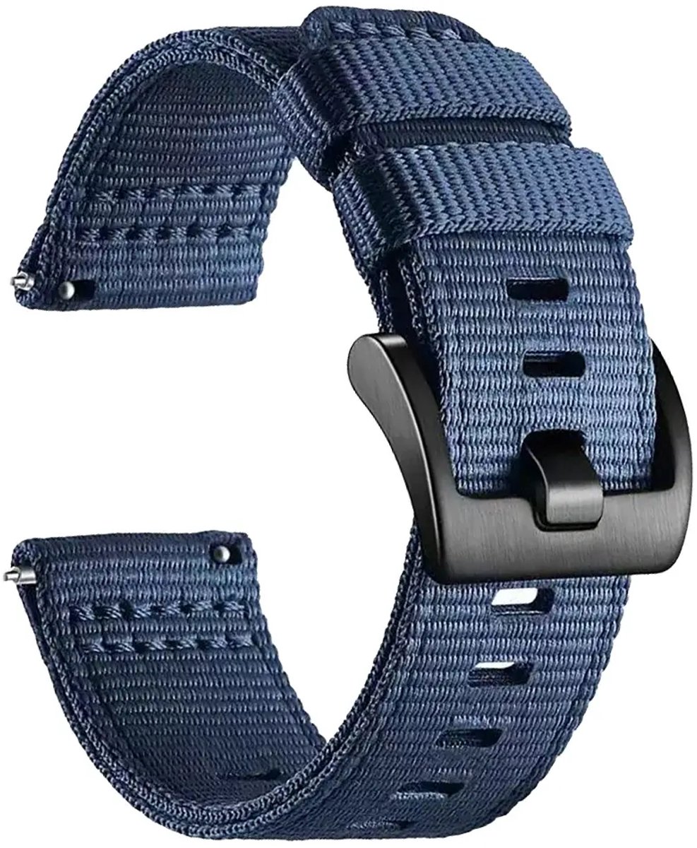 Strap-it Nylon bandje met gesp geschikt voor TicWatch Pro 5 Enduro / Coros Nomad / Coros Apex 4 46mm / Garmin Venu X1 - Blauw