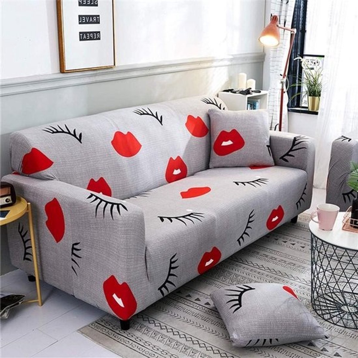 Bankhoes Elastisch - Slaapbankhoes Sofa - Meubels Beschermen - Antislip Stof - 190-230 cm - Rood