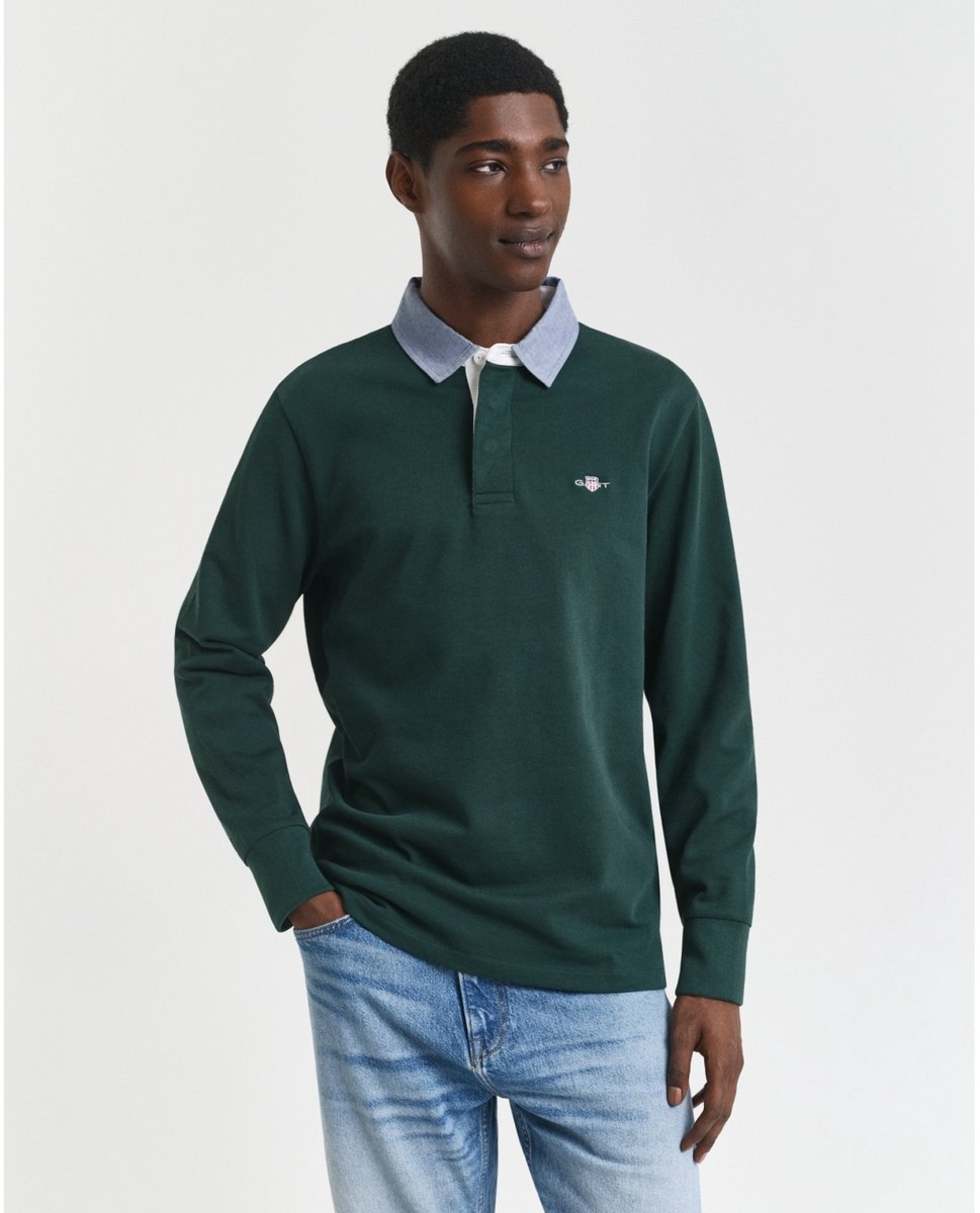 Gant 2004082 Lange Mouw Poloshirt Groen M Man