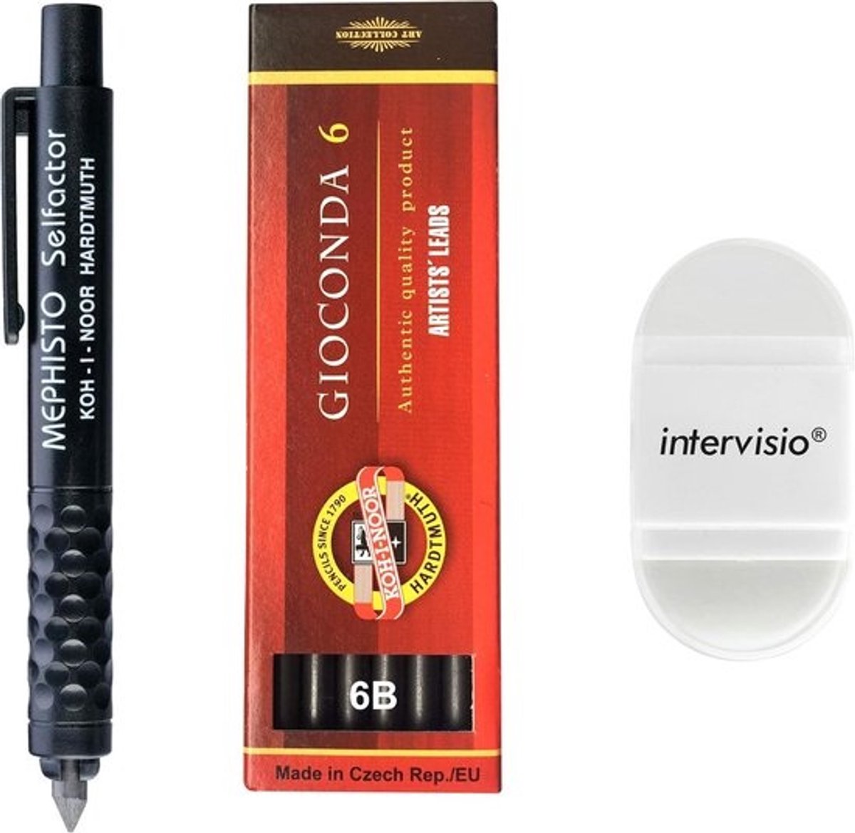 Vulpotlood Set - Tekenset Grafiet - Artistiek Tekenen - Inclusief Gum Vullingen - 56 mm - Zwart