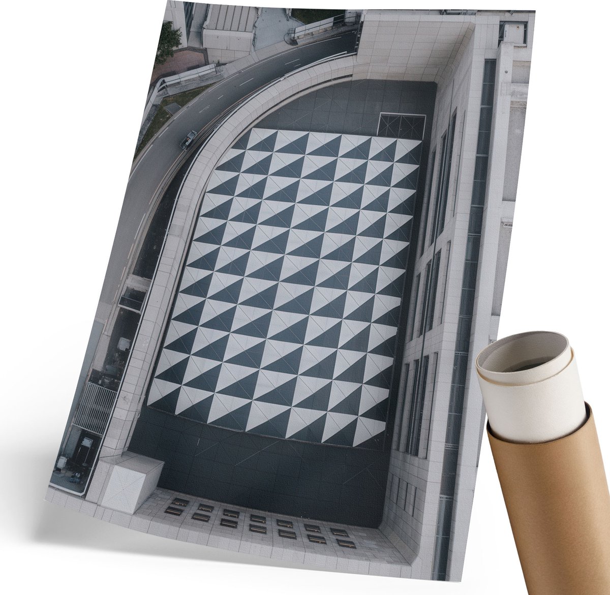 Coloray Polycanvas Wandposter - Stedelijke Geometrie, Fotografie - 210 x 297 mm - Grijs Decoratie - Rechthoek - Interieurdecoratie - Woonkamer, Slaapkamer, Kantoor - Modern