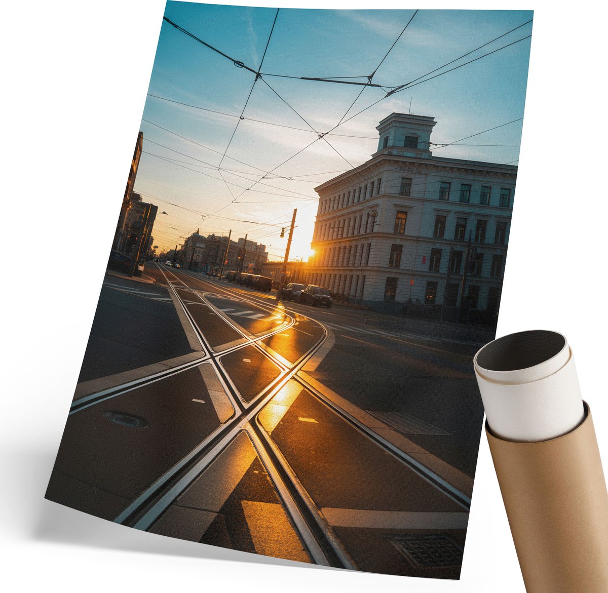 Coloray Polycanvas Poster - Stedelijk Landschap, Fotografie - 210 x 297 mm - Blauw Motief - Rechthoek - Kunstposter - Woonkamer, Slaapkamer, Kantoor - Modern