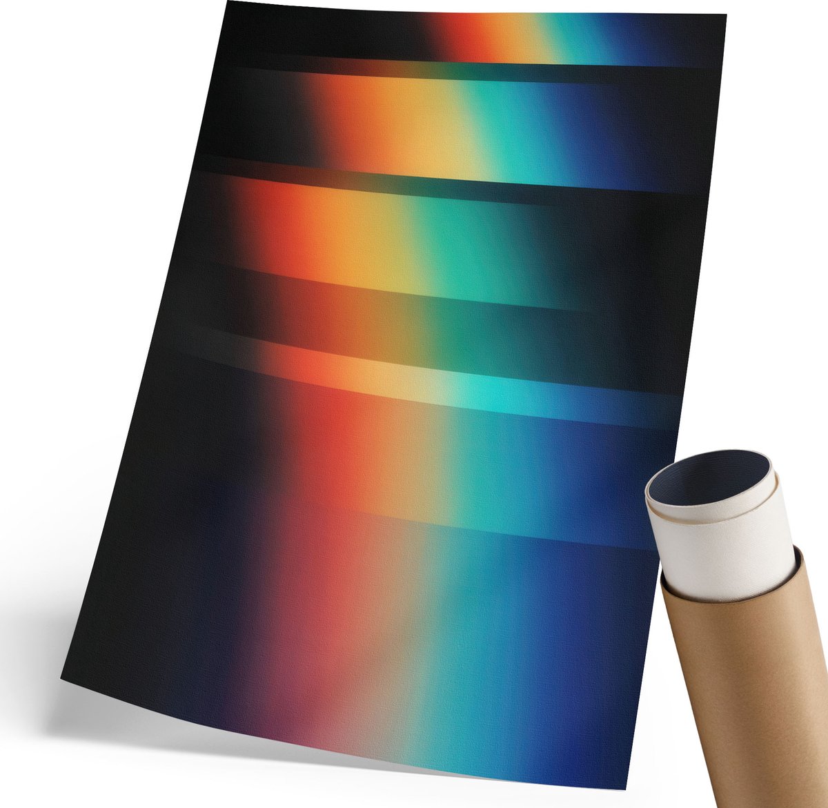Coloray Polycanvas Wandposter - Kleurrijke Abstractie, Illustratie - 210 x 297 mm - Blauw Poster - Rechthoek - Interieurdecoratie - Woonkamer, Slaapkamer, Kantoor - Modern