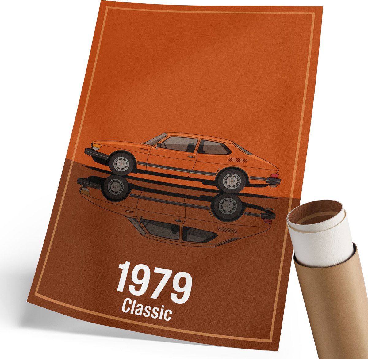 Coloray Polycanvas Wandposter - Retro Klassieker, Illustratie - 210 x 297 mm - Oranje Wandposter - Rechthoek - Canvasposter - Woonkamer, Slaapkamer, Kantoor - Retro