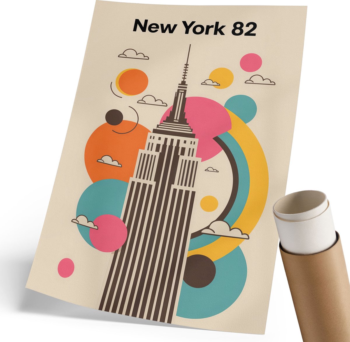 Coloray Canvas Poster Polycanvas - New York, Illustratie - 210 x 297 mm - Beige Poster - Rechthoek - Kunstposter - Woonkamer, Slaapkamer, Kantoor - Modern
