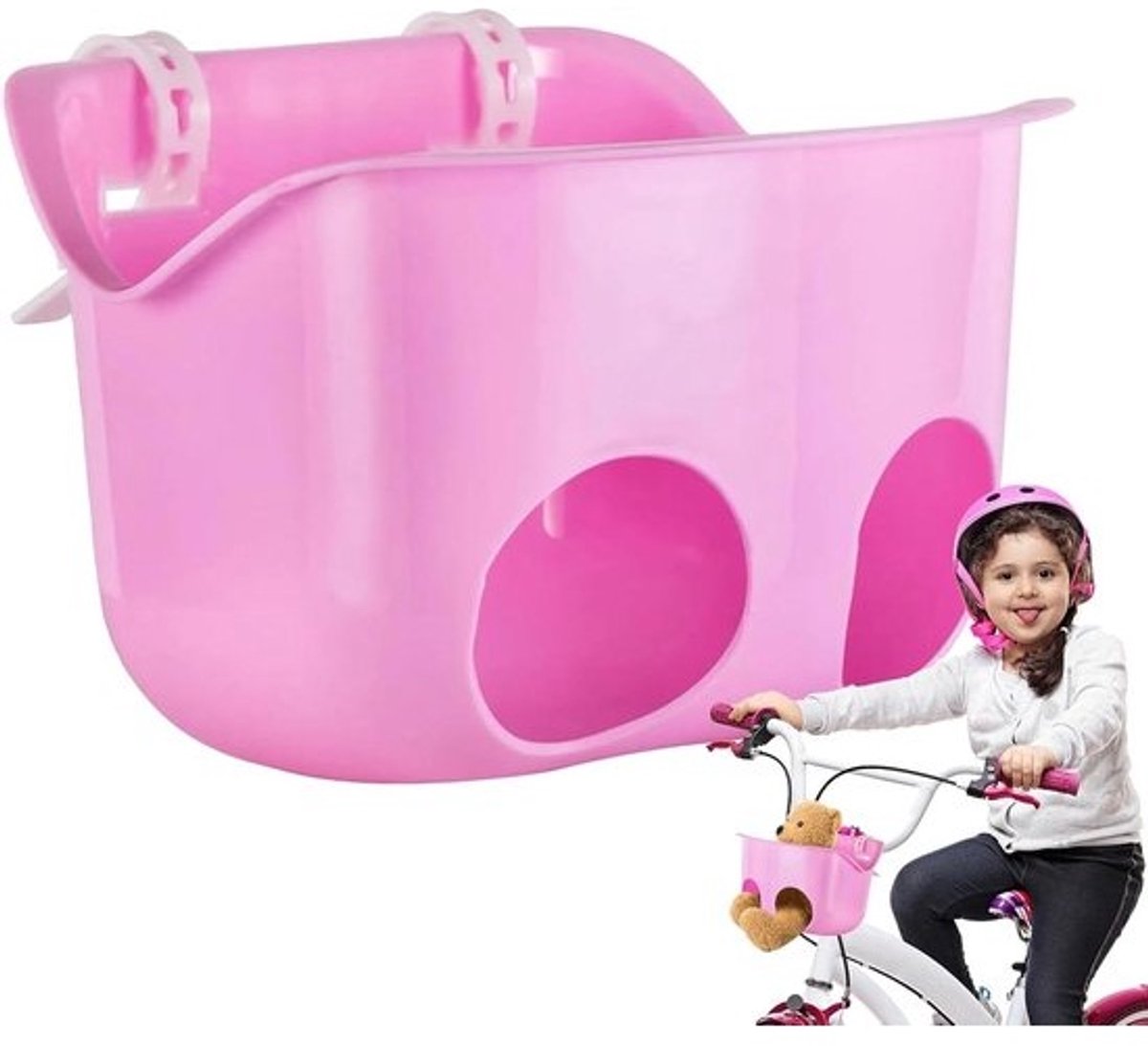 Fietszitje Poppen - Poppenstoel Fiets - Poppen Vervoeren - Universele Bevestiging - 21 x 15 x 14 cm - Roze