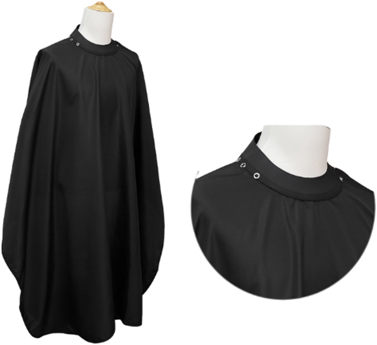 Kappersschort – Kapmantel voor Volwassenen – Extra grote Kapmantel – 160 x 140 cm – Premium Kapmantel – Waterdicht – Knipschort – Kappersmantel – Barber Cape – Haar Knippen – Kappersaccessoires – Zwart