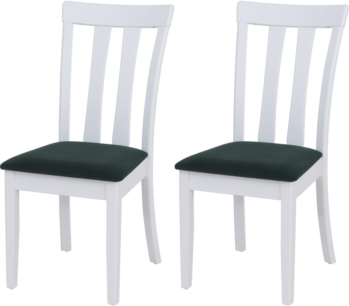 Set van 2 eetkamerstoelen MCW-G46, keukenstoel, stof/textiel, massief hout ~ wit frame, groen