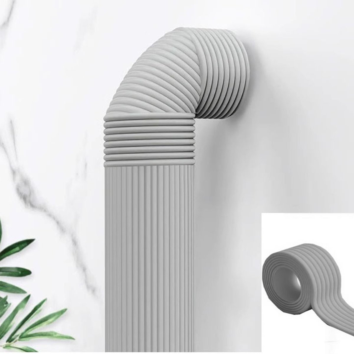 Pijpisolatieschuim - Zelfklevend isolatieschuim - 200x8cm - Bescherming tegen vorst buitenshuis - Op maat te snijden - Geschikt voor winterse vorstbescherming van leidingen, het camoufleren van oneffenheden en geluidsreductie - Grijs