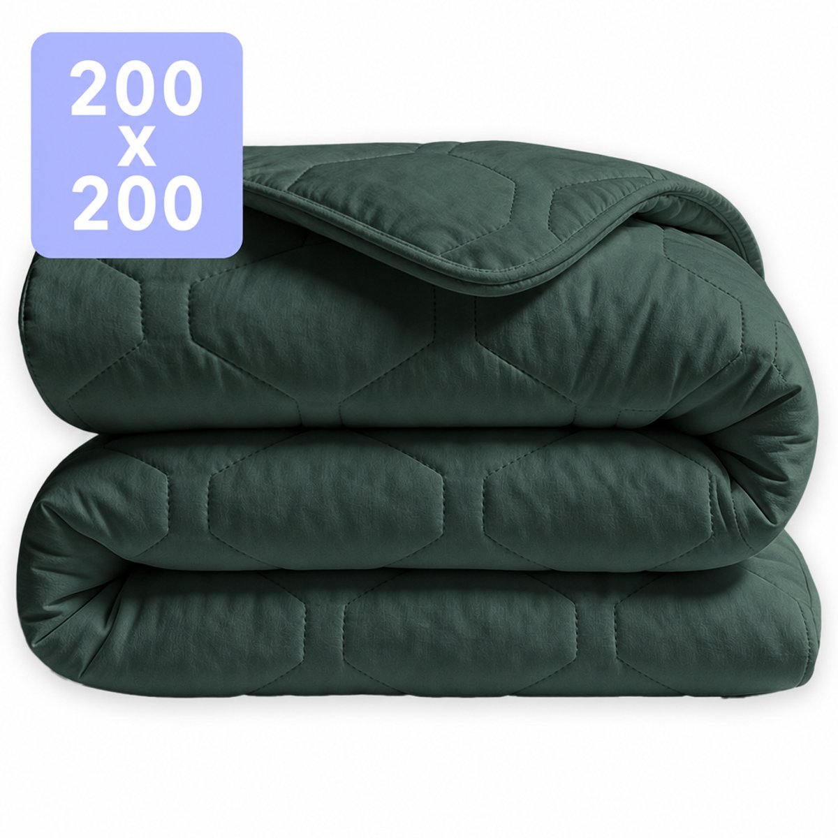 HappyBed Dekbed zonder overtrek 200x200 - Puffy - Wasbaar dekbed - Dekbed zonder hoes - Hoesloos Dekbed - Dark green