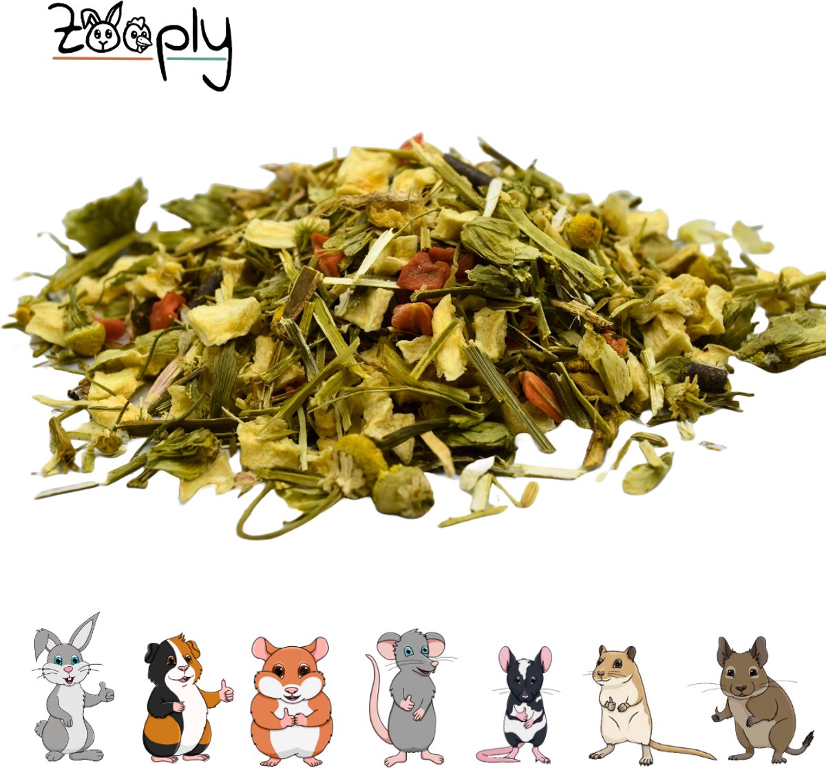 Zooply Saladebar - Kruiden & Snacks - 100% natuurlijk - Voor konijnen & cavia's - 250 gram