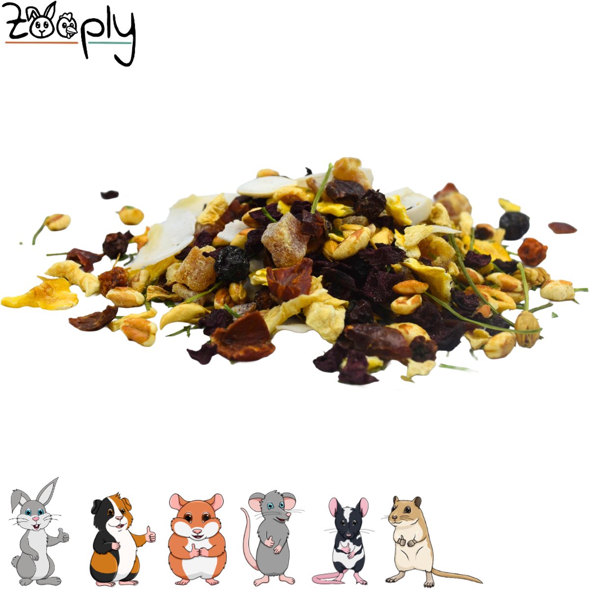Zooply Wintermix - Kruiden & Snacks - 100% natuurlijk - Voor konijnen & cavia's - 350 gram