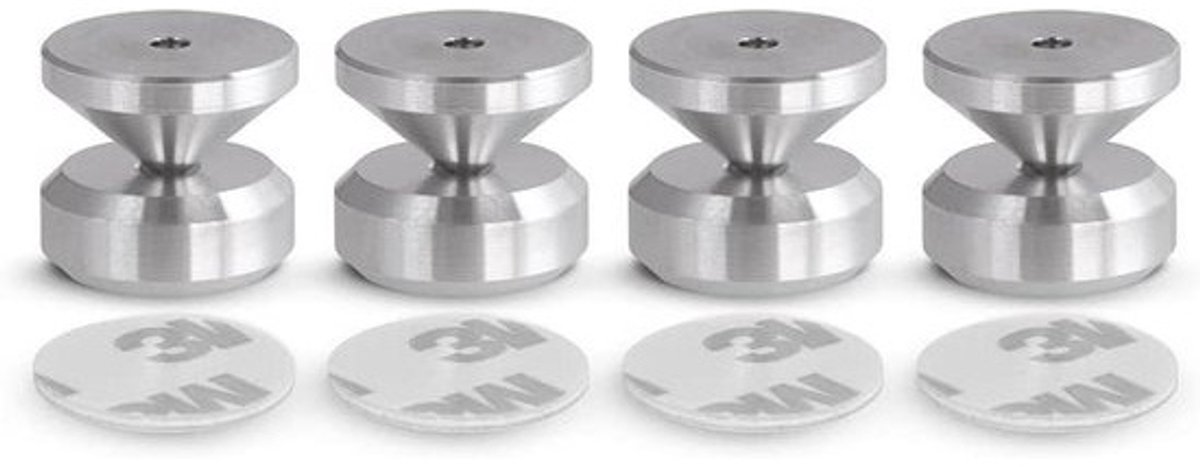 Luidsprekerspikes - isolatiepads - trillingen dempen - CNC-precisie aluminium - 8-delig - aluminiumkleurig
