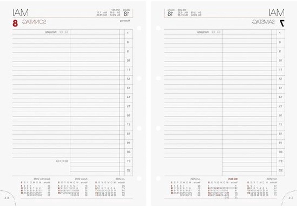 Agenda vervangen - Agenda-inleg - Dagelijkse planning - Indeling per halfuur - A5 - Multicolor