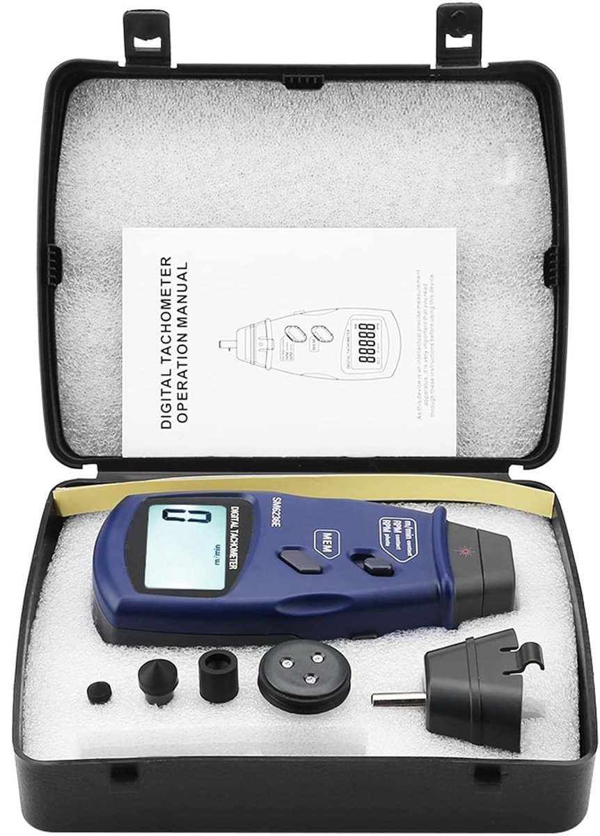Digitale tachometer en snelheidsmeter met LCD-display voor nauwkeurige metingen en draagbaar gebruik