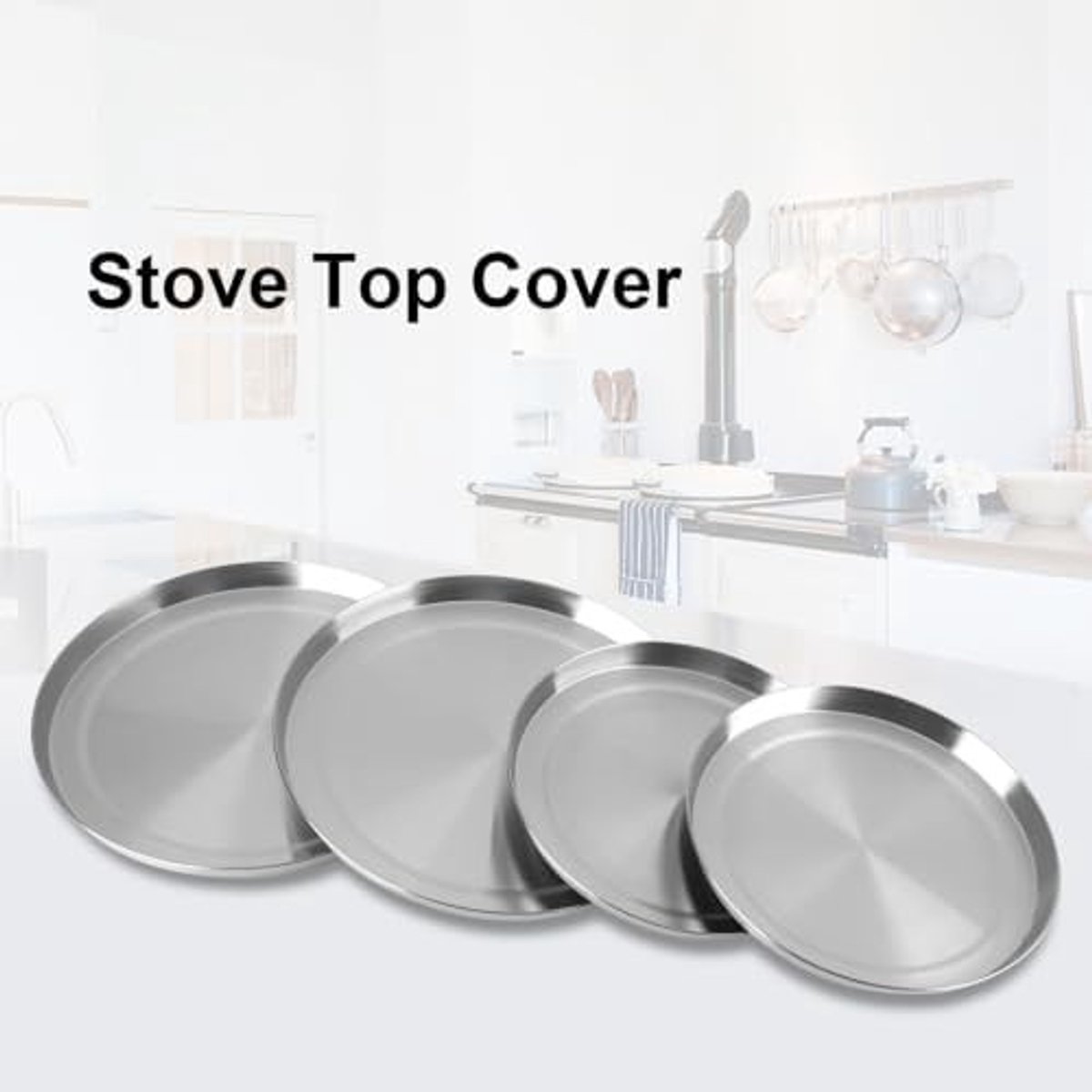 Roestvrijstalen Branders Covers Set van 4 Stuks - Bescherming voor Kookplaat en Keukenaccessoires, Zilver