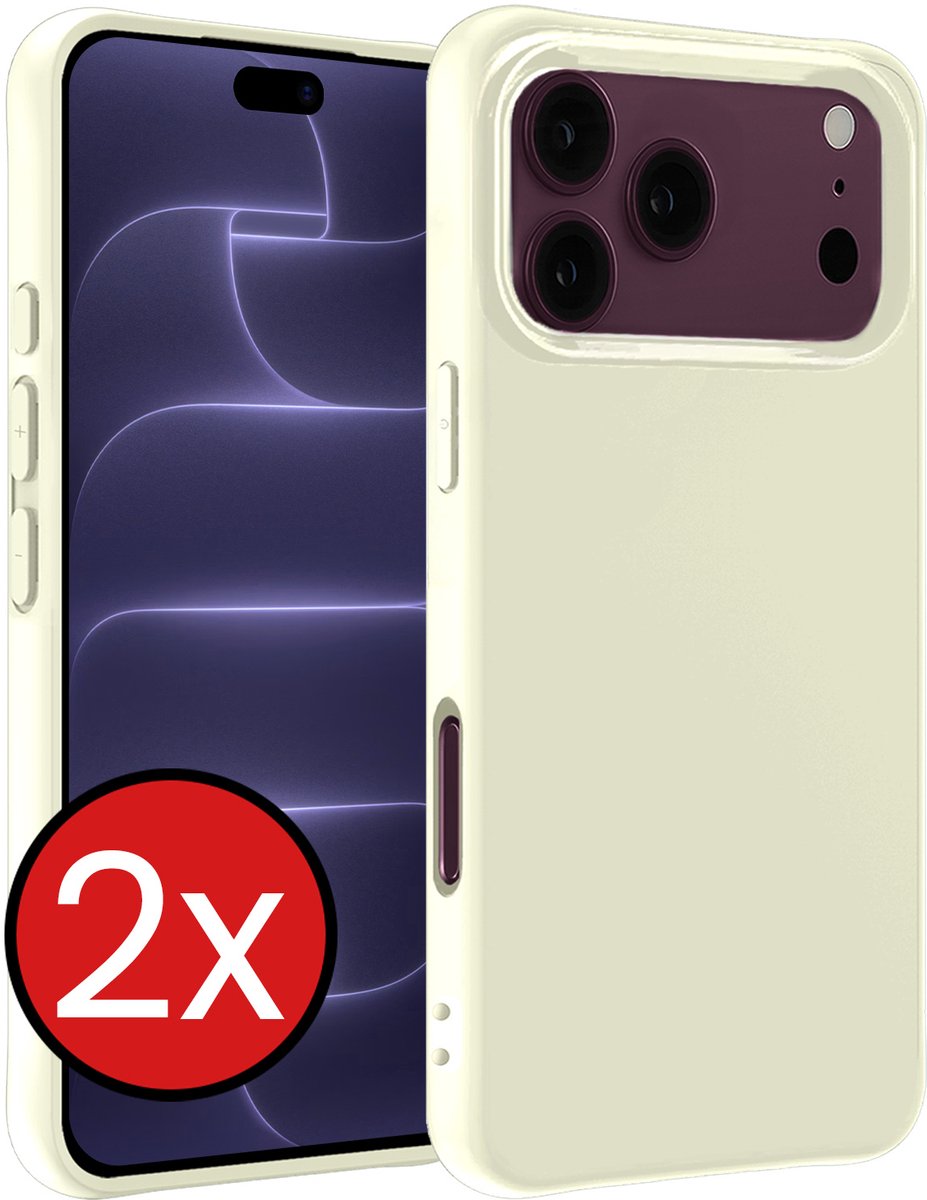 Hoesje - 2 Stuks - Geschikt voor Apple iPhone 18 Pro - Sterk & Shockproof - Telefoonhoes - Back Cover - Case Siliconen - Telefoon Hoes - Wit