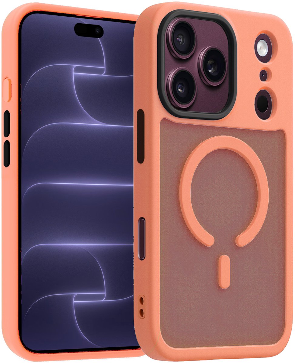 Hoesje - Geschikt voor Apple iPhone 18 Pro - Magsafe Compatible - Sterk & Shockproof - Back Cover - Telefoon Hoes Shockproof - Shock Proof Case - Telefoonhoes - Perzik