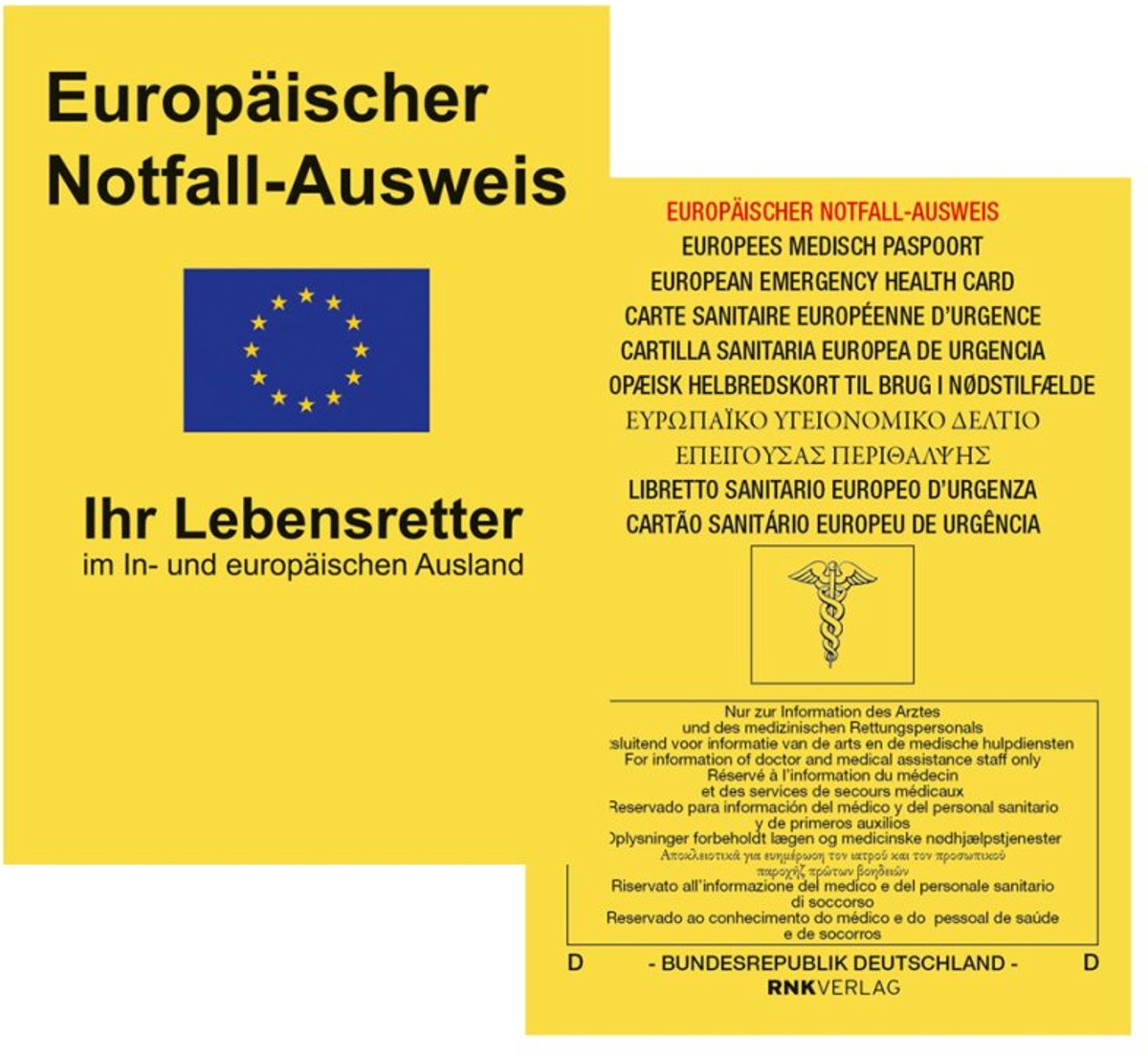 RNK Europese nood-ID, 105 x 75 mm, in display