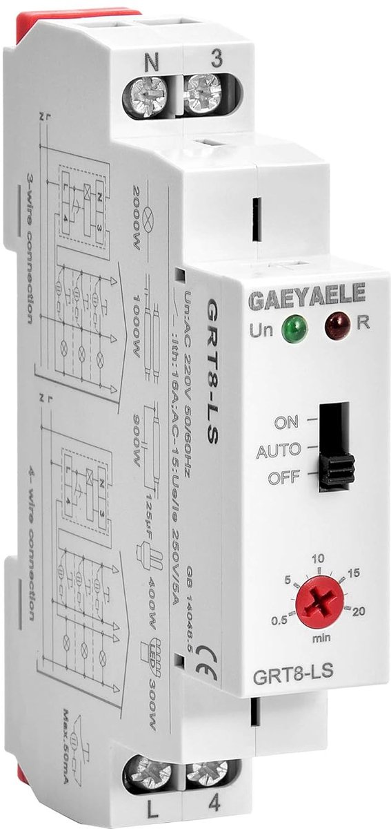 Stair switch, illumination timer, relay, 220 VAC, 16 A, for controlling lighting in the corridor (GRT8-LS, AC 220 V) - ShopVlot
