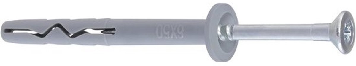 Montageduvels met kraag - Set spijkerpluggen - Snel monteren - Voorgemonteerd met schroef - 6x60 mm