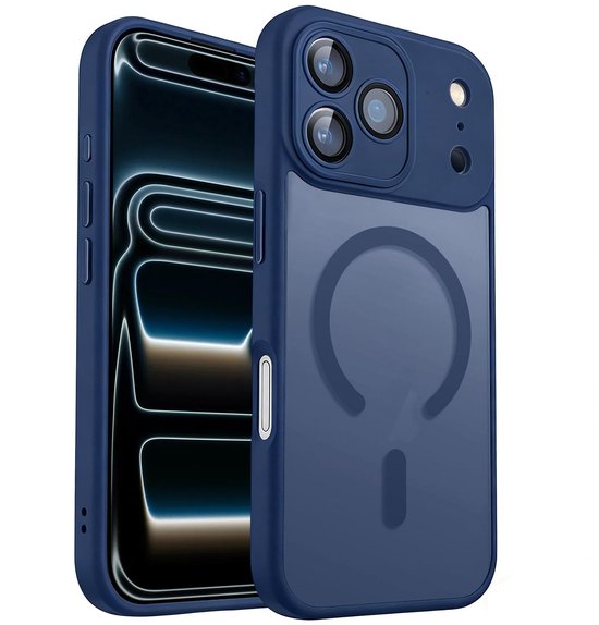 XDcase Skin Feel Transparant Mat Hoesje met MagSafe magneet & Lensbescherming – iPhone 17 Pro Max Midnight Blue