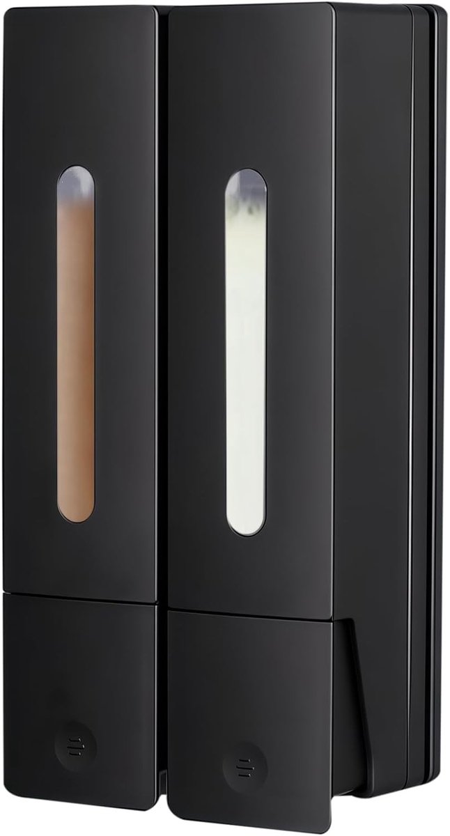 Wandmontage Zeepdispenser Set van 2 Stuks, 400ml, zonder Boren, Geschikt voor Badkamer en Douche met Doorzichtig Venster