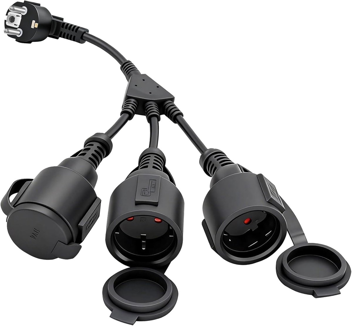 SnelShoppen - Outdoor Power Strip IP44 Waterdicht, 3500W Compact Power Distributor voor Tuin, Balkon, Patio, Keuken, RV, Zwembad, Wasmachine, Verlicht