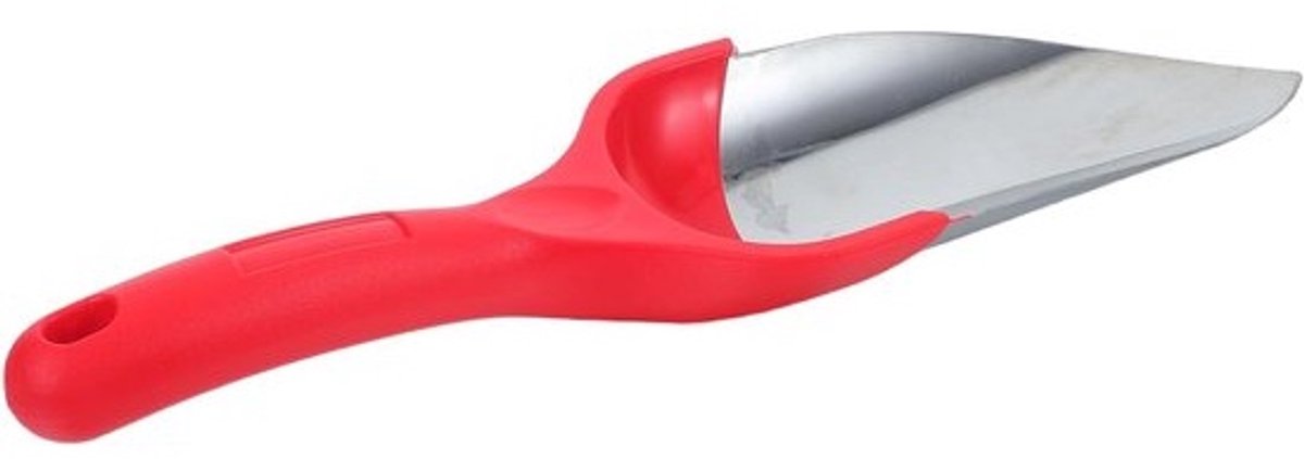Tuinschep van roestvrij staal - Plantenschop - Handgereedschap - Voor tuinieren en grond losmaken - Ergonomische kunststof handgreep - Lengte van 30.5 cm - Rood