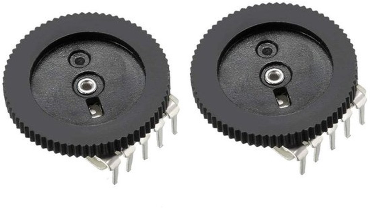 Variabele weerstand - Duplex-potentiometer - Voor elektronische projecten - Dubbele taper - 2 stuks - Zilverkleurig