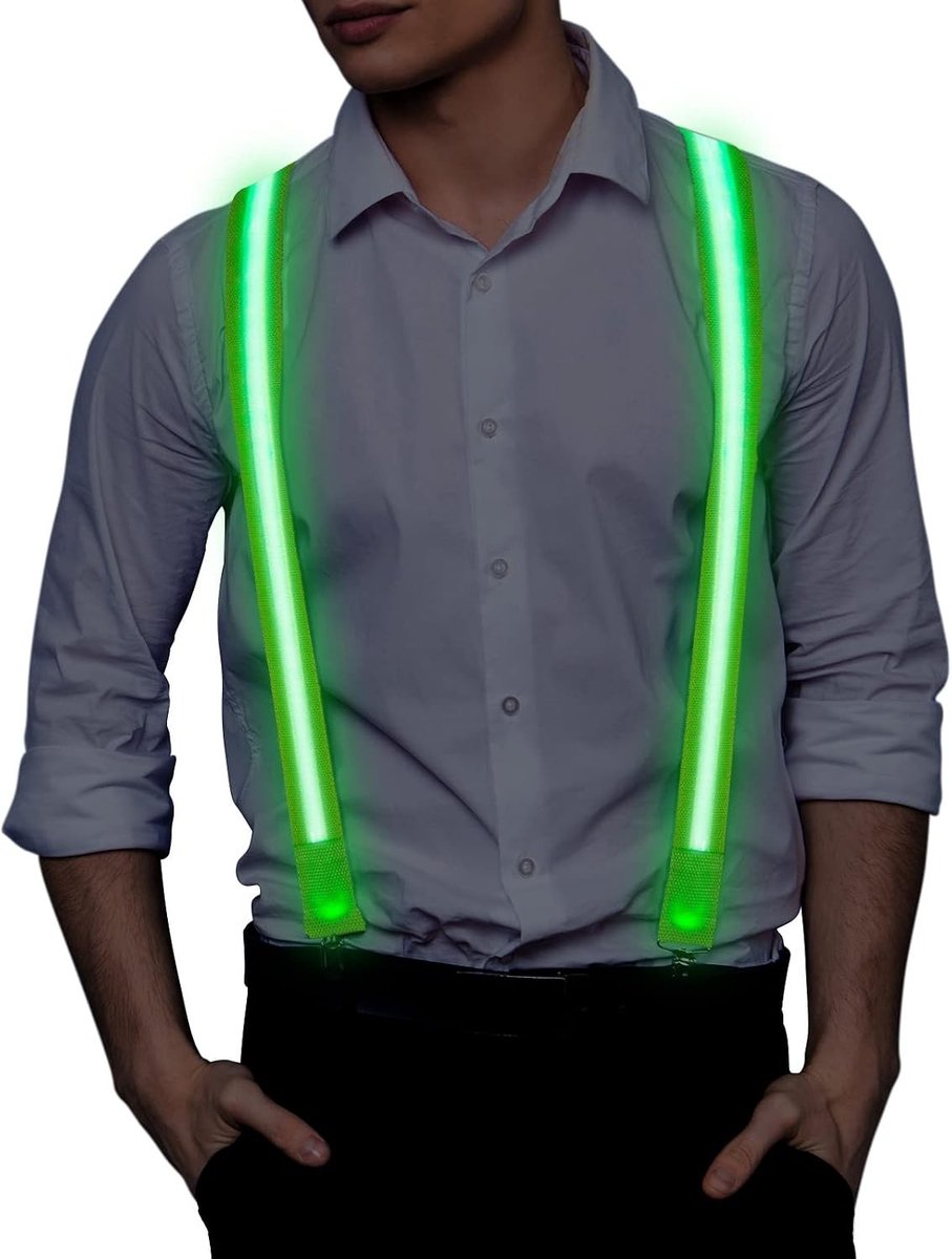 Luminous LED Suspenders voor Mannen met 3 Flitsmodi, Verstelbare Verlichte Vlinderstrik, Perfect voor Feestjes en Halloween