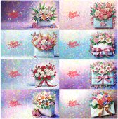 Nolad - Diamond painting kaarten - Set 8 stuks Inc Enveloppen - Diamond painting volwassenen & kinderen - Bloem
