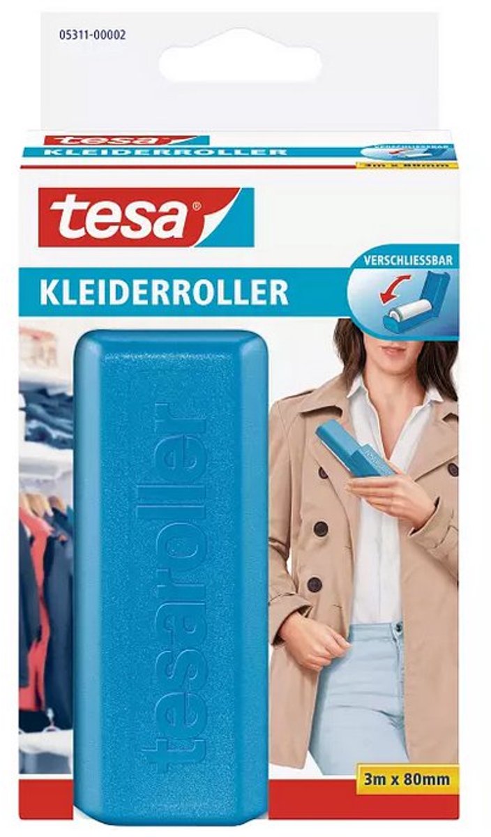 tesa navulrol kledingroller, 2 stuks, 3 m × 80 mm