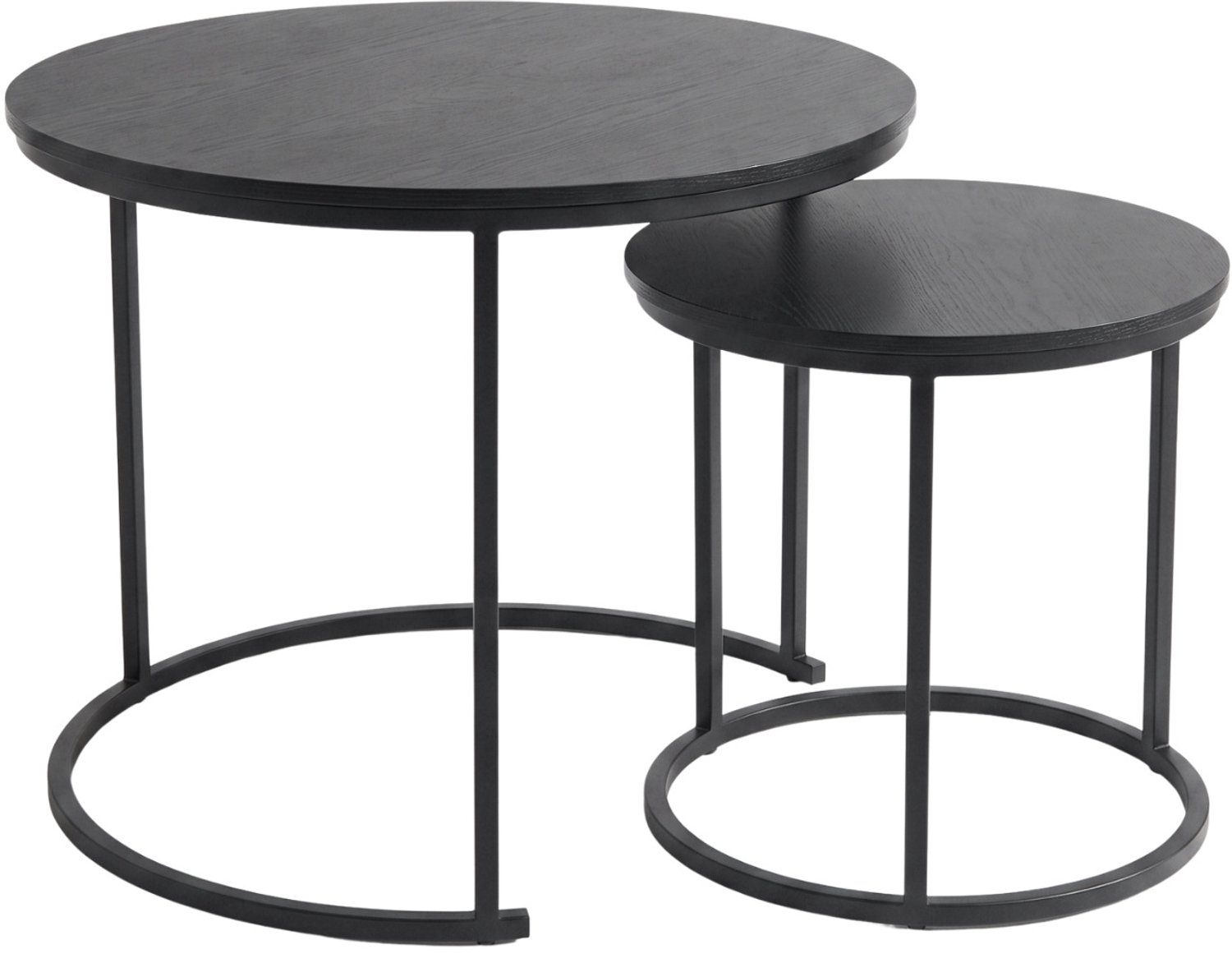 SCENA LIVING - Set van 2 ronde salontafels, Ø 60 cm x 50 cm - zwart