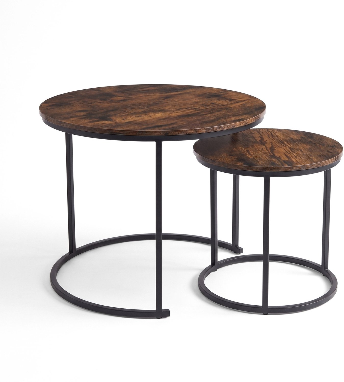 Set van 2 ronde salontafels, Diameter 60 cm x 50 cm