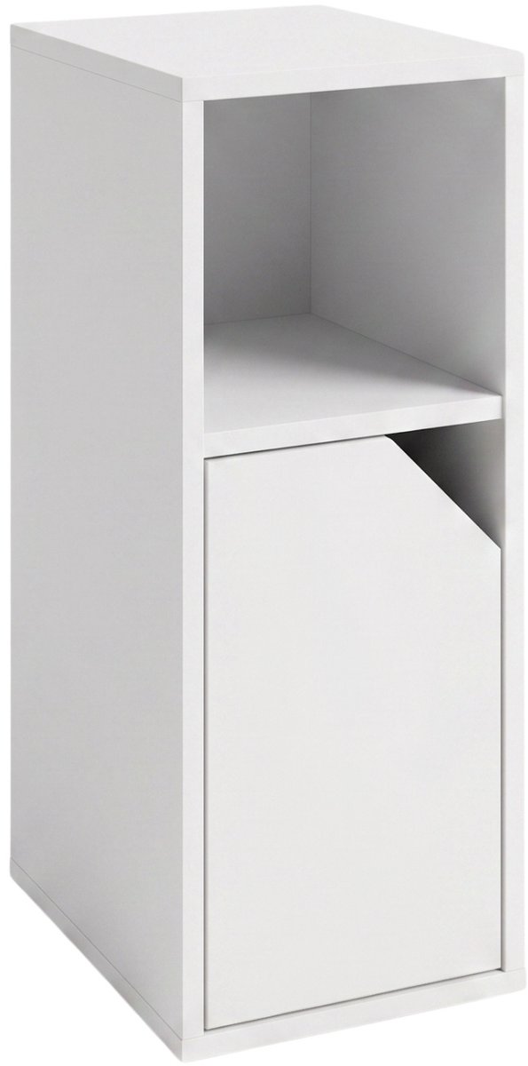 Smalle kast met deurtjes, open nis en een plank in het midden, 25 x 34 x 61,5 cm