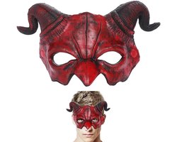 Creepy Halloween Mask voor Cosplay en Feestdecoratie - Realistisch Demon Masker in Rood voor Horror Thema's