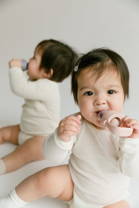 BIBS Baby Feeder met 2 Siliconen Speentjes, Geschikt voor Vrieslade, Easy-Grip, BPA-vrij - Ideaal voor doorkomende tandjes en zelfvoeding, 4+ Maanden - Blush van BIBS — afbeelding 5