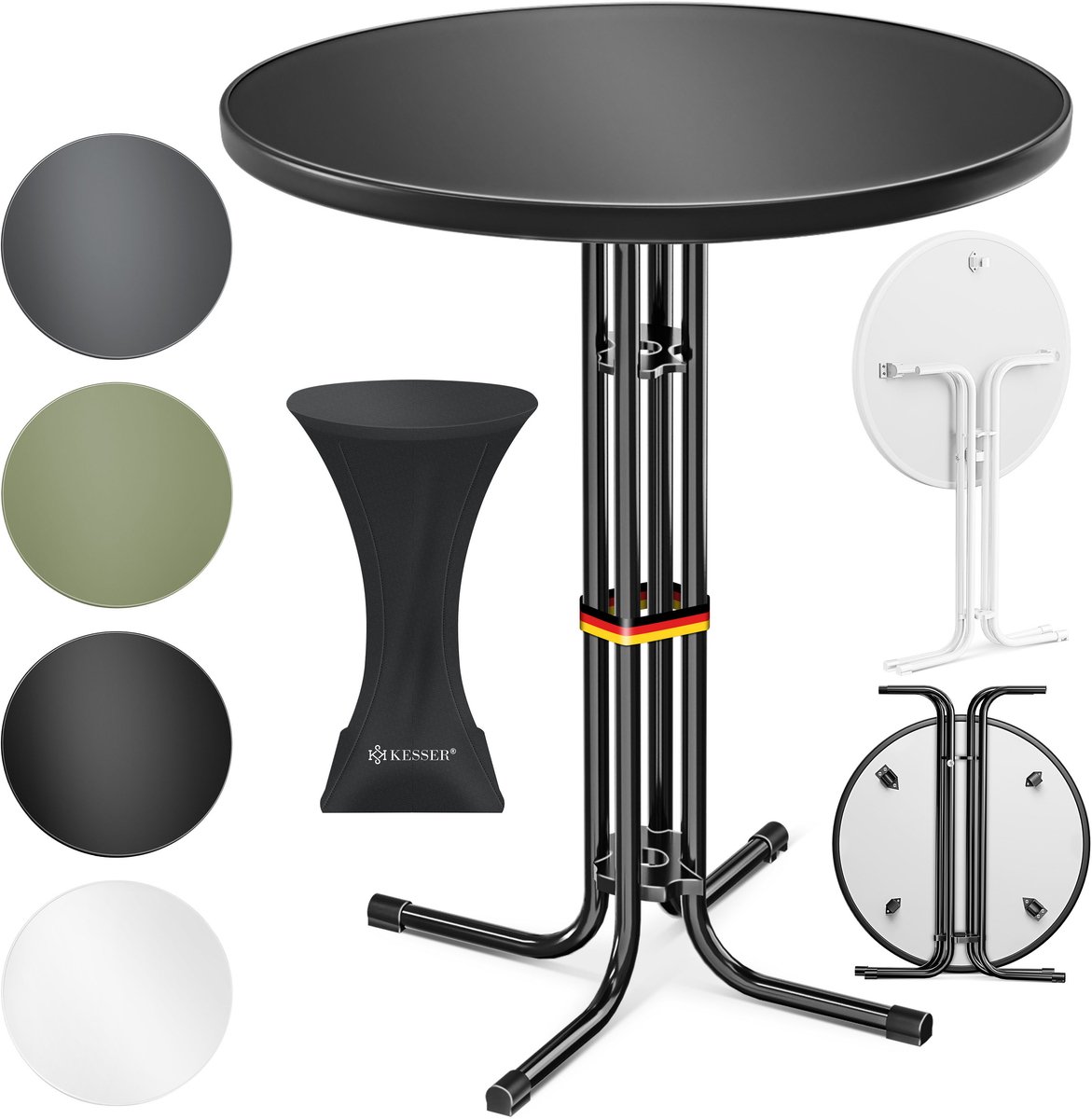 KESSER® Statafel inklapbaar set van 2 - ronde bistrotafel met hoes - hittebestendig - Ø 80 cm - antraciet