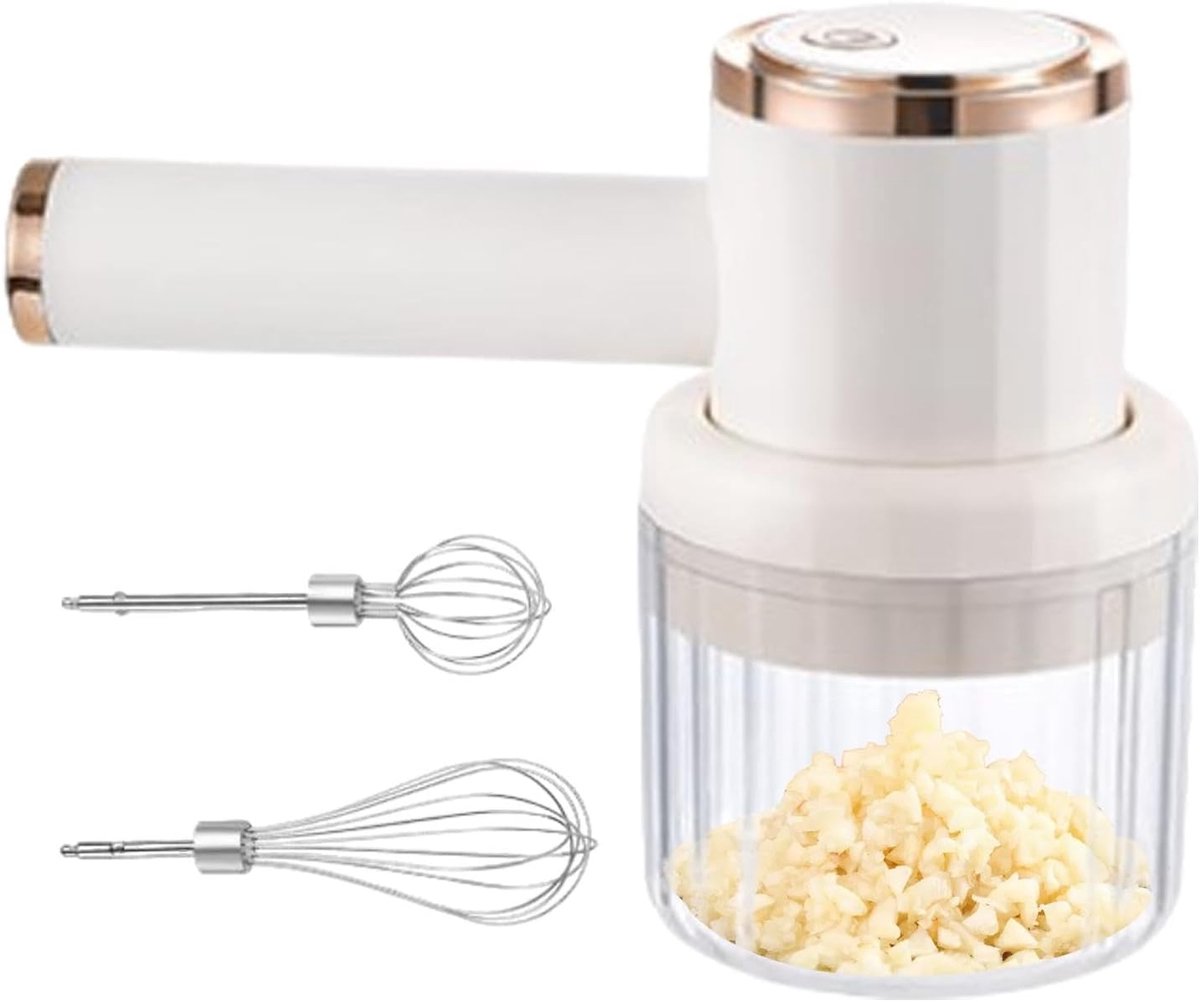 Elektrische Knoflookmolen - Uienhakker Keukenmachine - Snel Ingrediënten Hakken - USB Oplaadbaar - 95 x 20 x 95 cm - Wit