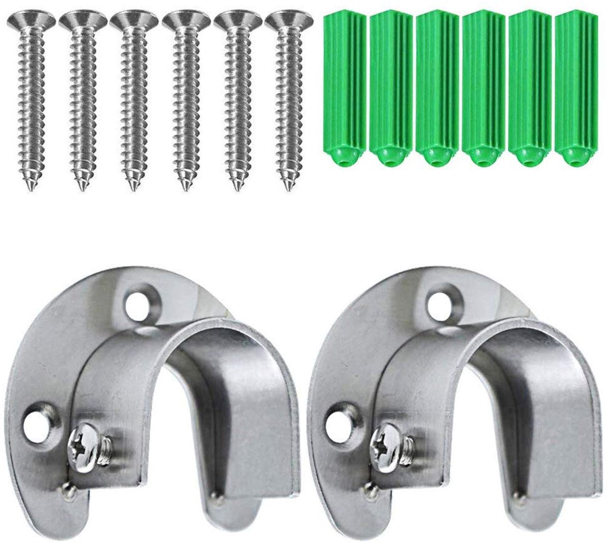 Srup 2 pieces stainless steel clothes rod holders, clothes rod holder made of stainless steel, U-shaped, easy - ShopVlot