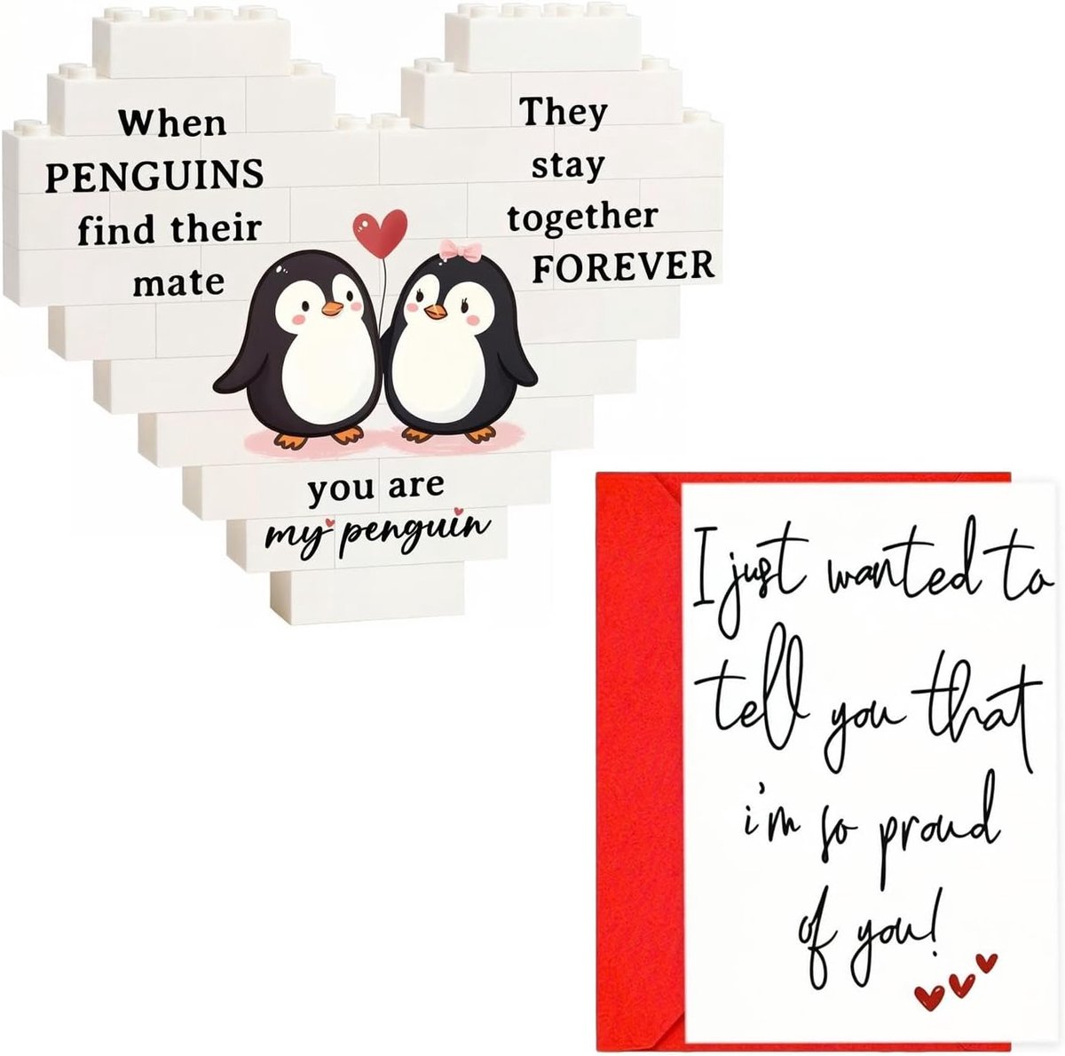 1 Penguin Anniversary Souvenir, 1 Liefde Wenskaart, Liefde-Stitching Valentijnsdag Geschenk, Geschikt Voor Vrouwen - ShopVlot