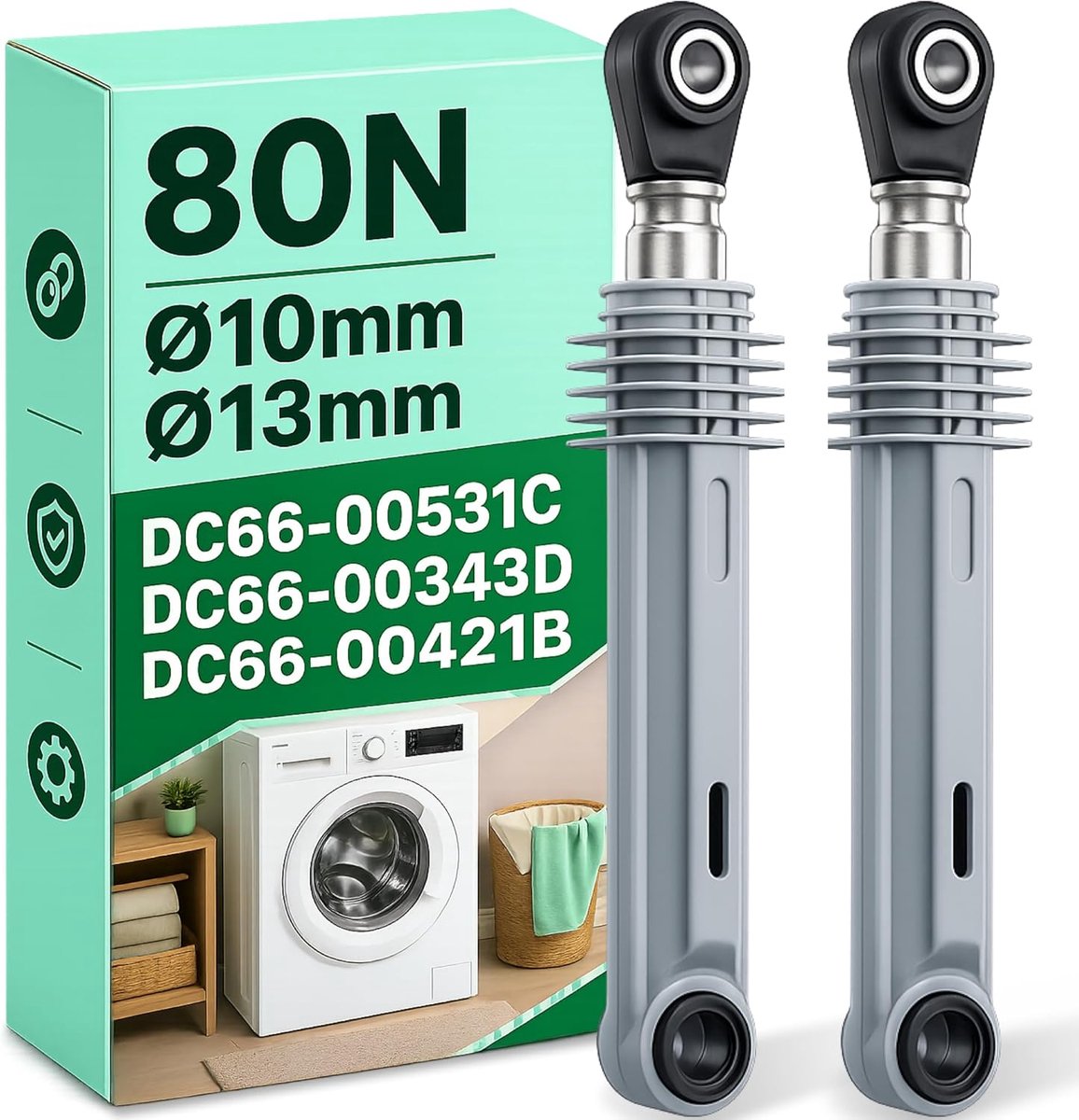Set van 2 schokdempers wasmachine Ø10mm Ø13mm 80N lengte 170 mm - ShopVlot
