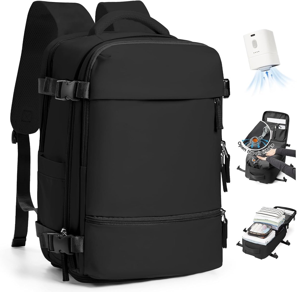 Vacuumrugzak 40x30x20 - met Pomp - Waterdicht - Ideaal voor Ryanair en Wizz Air - ShopVlot