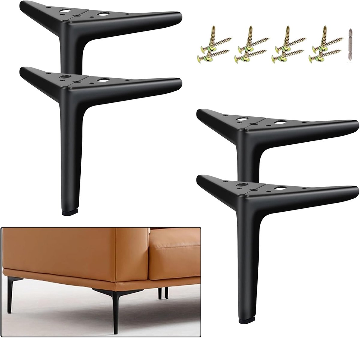 4pcs Furniture Legs Black 15cm Metal Furniture Legs Modern DIY Sofa Legs Cabinet Legs Cabinet Legs Cabinet Legs for - ShopVlot
