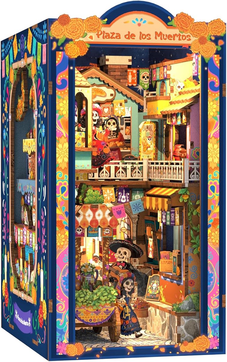 Fsolis Dia de los Muertos Book Nook Kit, Miniature Scene for Adults - ShopVlot